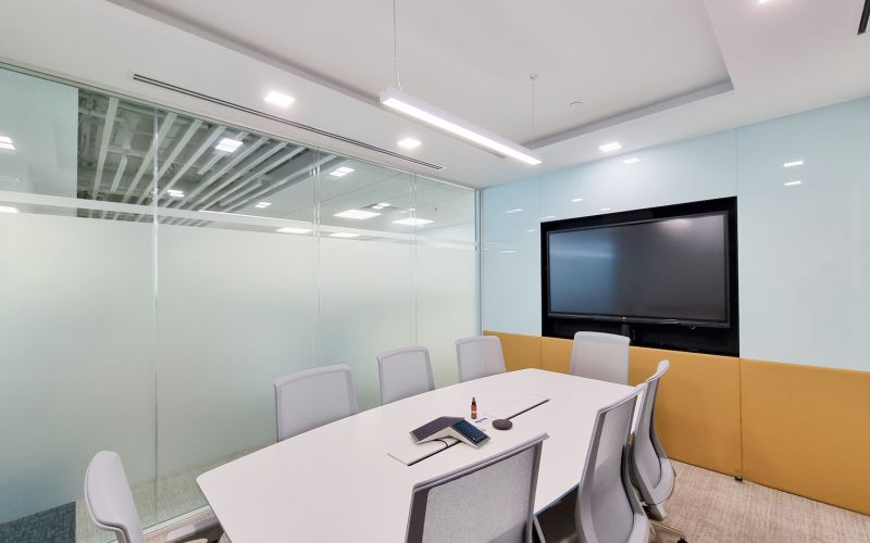 Meeting Room Interior with Double Glazed Glass Partition