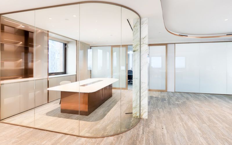 Curved Glass Partition