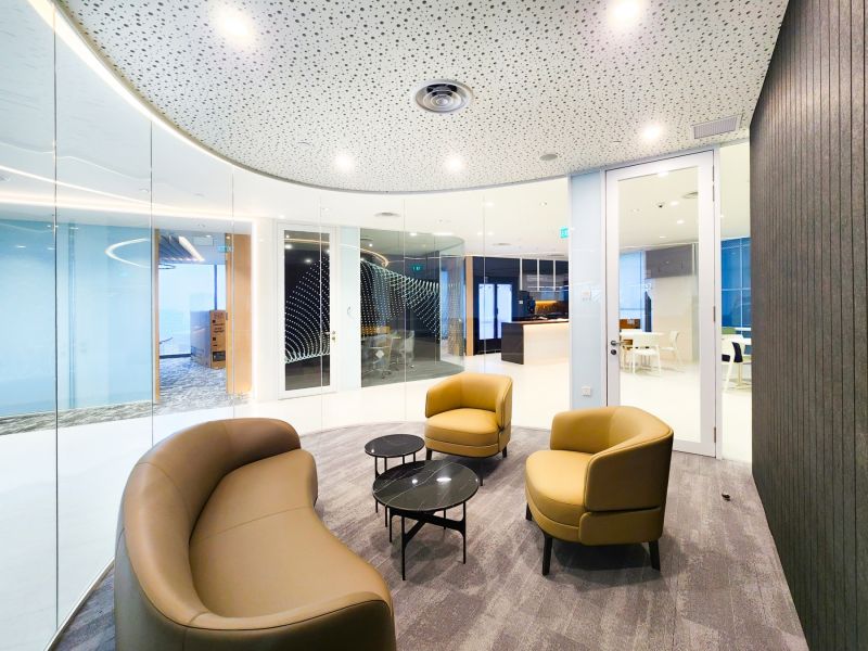 Meeting Room with Curved Glass Interior