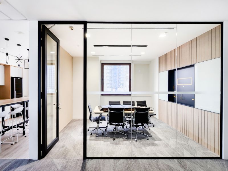 Office Meeting Room with Glass Partition